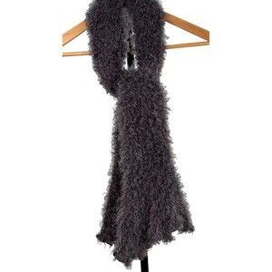 Y2K Vintage Eyelash Tube Scarf Wide Scalloped Hem Soft Fluffy Retro Coastal Boho